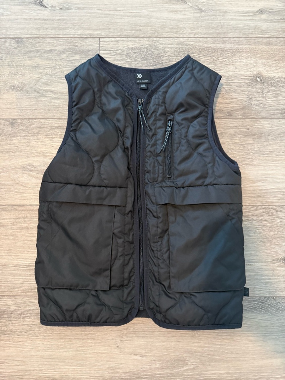 all in motion Black Quilted Zip-Up Vest